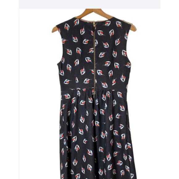 Black FEATHER Pattern Dress - Maison Jules - Sleeveless Surplice Dress - M - Picture 5 of 8